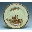Assiette plate modèle "Chasseur", faïence fine, Vieillard, Bordeaux, avant 1895